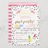 Laten we Flamingle! Uitnodiging voor poolpartijen (Voorkant / Achterkant)