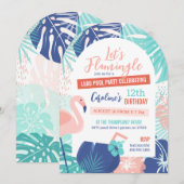 Laten we Flamingle Verjaardag Luau Pool Party Kaart (Voorkant / Achterkant)