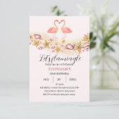 Laten we Flamingle Verjaardag Uitnodigen - Tropisc Bedankkaart (Staand voorkant)