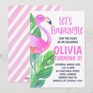 Laten we Flamingle! Verjaardagsfeest Uitnodiging
