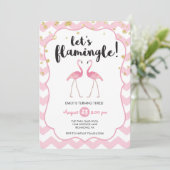 Laten we Flamingle Verjaardagsuitnodiging Kaart (Staand voorkant)