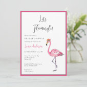 Laten we Flamingle! Warm roze en wit Vrijgezellenf Kaart (Staand voorkant)