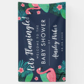 Laten we Flamingle! - Welkom Tropisch Baby shower Spandoek (Verticaal)