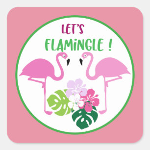 Laten we Flamingle woorden Beach sticker