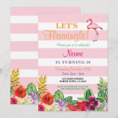 Laten we flamingo 30e verjaardag uitnodigen 21e kaart (Voorkant / Achterkant)