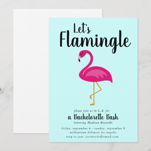 Laten we Flamingo Bachelorette Party Kaart (Voorkant / Achterkant)