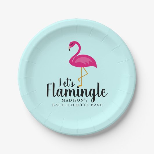 Laten we Flamingo Bachelorette Party Papieren Bordje (Voorkant)