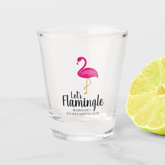 Laten we Flamingo Bachelorette Party Shot Glas (Voorkant)