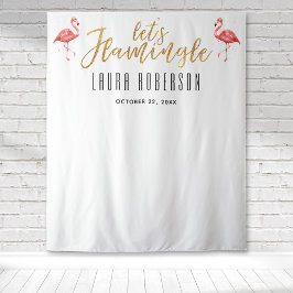 Laten we Flamingo Bruidsfeest Achtergrond Wandkleed