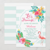 Laten we Flamingo - Flamingo Uitnodiging (Voorkant / Achterkant)