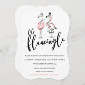 Laten we Flamingo Gegratineerde Uitnodiging (Voorkant / Achterkant)