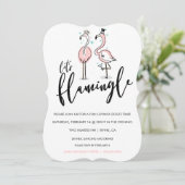 Laten we Flamingo Gegratineerde Uitnodiging (Staand voorkant)