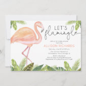 Laten we flamingo meisje baby shower kaart (Voorkant)
