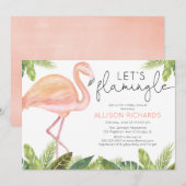 Laten we flamingo meisje baby shower kaart (Voorkant / Achterkant)