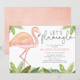 Laten we flamingo meisje baby shower kaart