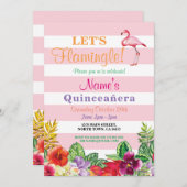 Laten we Flamingo Quinceanera Party uitnodigen Kaart (Voorkant / Achterkant)