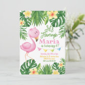 Laten we Flamingo Tropische Verjaardag Kaart (Staand voorkant)