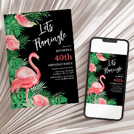 Laten we Flamingo Verjaardagsfeestje Kaart