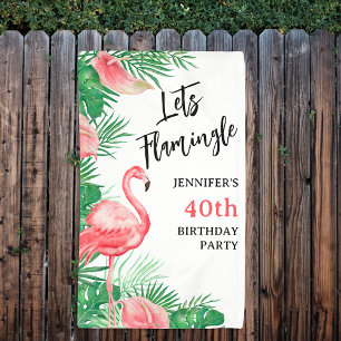 Laten we Flamingo Verjaardagsfeestje vieren Spandoek