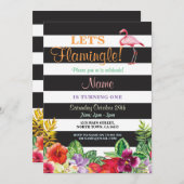 Laten we flamingo's van elke leeftijd uitnodigen 1 kaart (Voorkant / Achterkant)