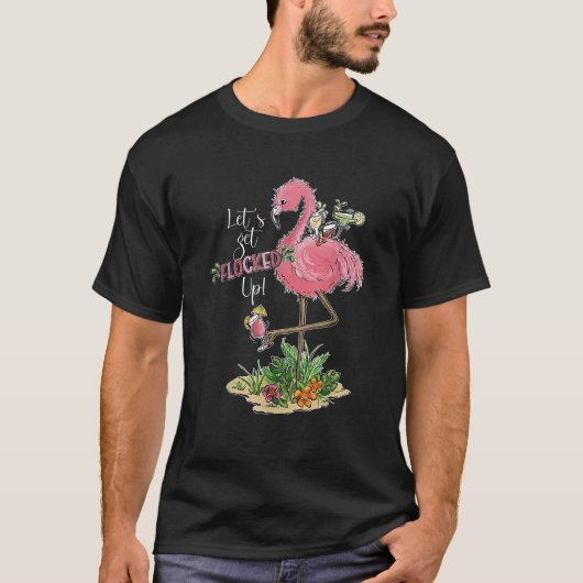 Laten we Flocked Up Summer T-shirt Flamingo (Voorkant)