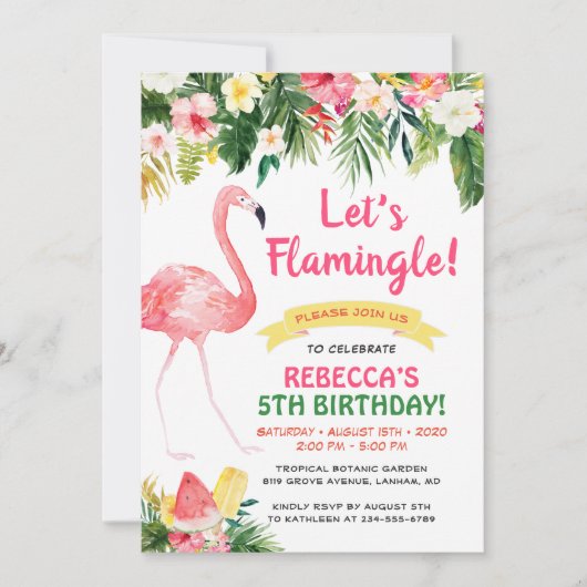 Laten we Floral Summer Kids Birthday Party ontvlam Kaart (Voorkant)