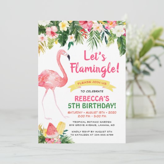 Laten we Floral Summer Kids Birthday Party ontvlam Kaart (Staand voorkant)