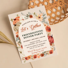 Laten we Florale Pompoen Friendsgiving-diner Verza