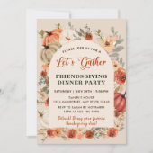 Laten we Florale Pompoen Friendsgiving-diner Verza Kaart (Voorkant)