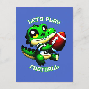 Laten we Football Schattigee Gator spelen Briefkaart