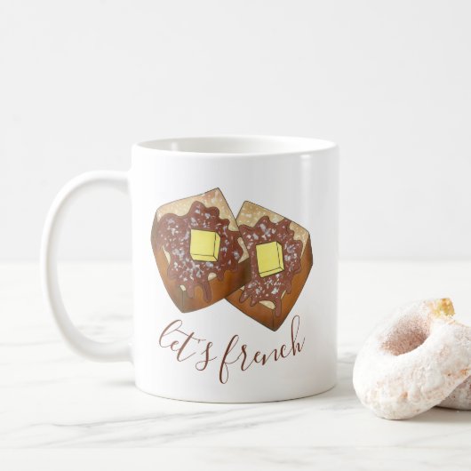 Laten we Franstalige Toast Butter en Syrup Breakfa Koffiemok (Met donut)