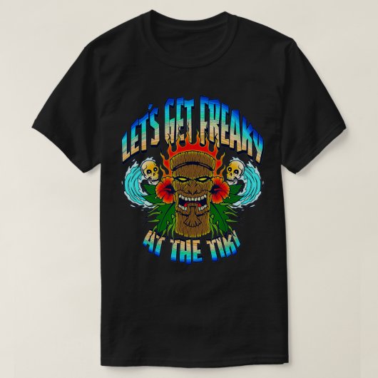 Laten we freaky halen op de Tiki Summer Surfing T-shirt (Design voorkant)