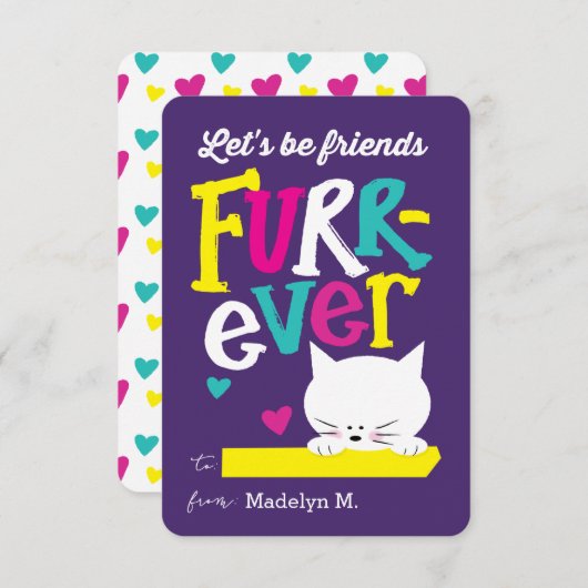 Laten we Friends FURR-ever Classroom Valentijn zij Kaart (Voorkant / Achterkant)