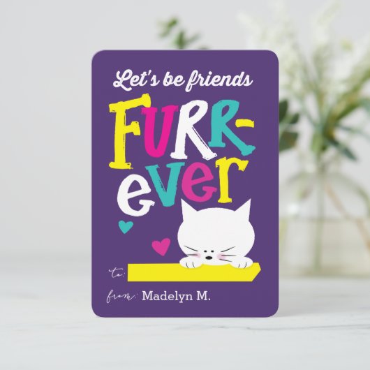 Laten we Friends FURR-ever Classroom Valentijn zij Kaart (Staand voorkant)