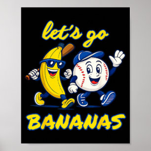 Laten we gaan Banaan Schattig Grappig Kinderen Man Poster