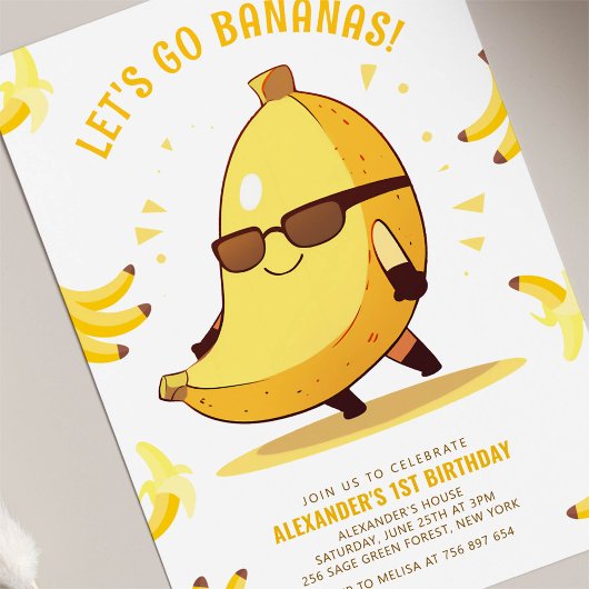 Laten we gaan Bananas Fun Verjaardag Kaart