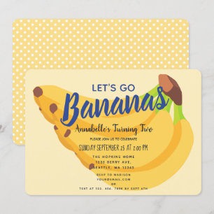 Laten we gaan Bananas Kids Verjaardag Uitnodiging