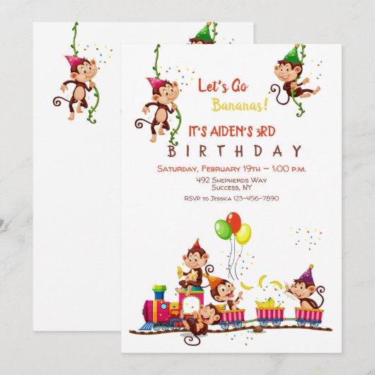 Laten we gaan Bananas verjaardagsfeestje Kaart (Voorkant / Achterkant)
