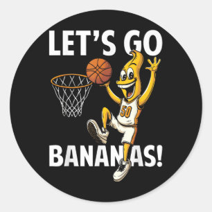 Laten we gaan Bananen Basketbalspeler Met Grappige Ronde Sticker