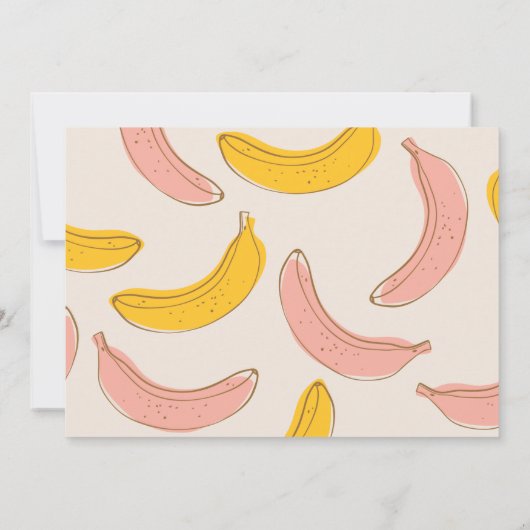 Laten we gaan bananen geel & roze 1e verjaardag fo kaart (Achterkant)