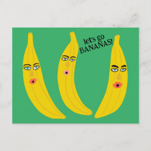 LATEN WE GAAN BANANEN Grappig Schattige Whimsical  Briefkaart