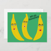 LATEN WE GAAN BANANEN Grappig Schattige Whimsical Briefkaart (Voorkant / Achterkant)