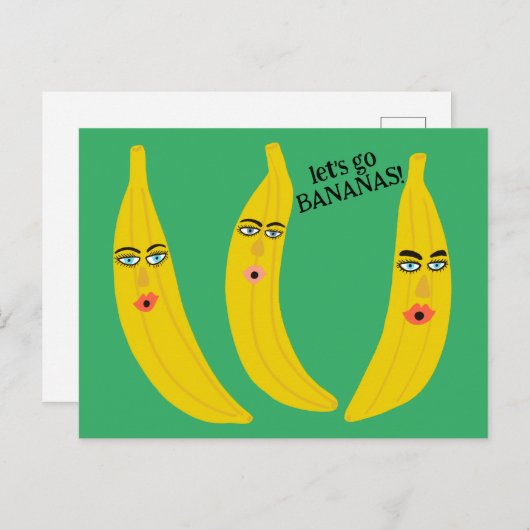 LATEN WE GAAN BANANEN Grappig Schattige Whimsical  Briefkaart (Voorkant / Achterkant)