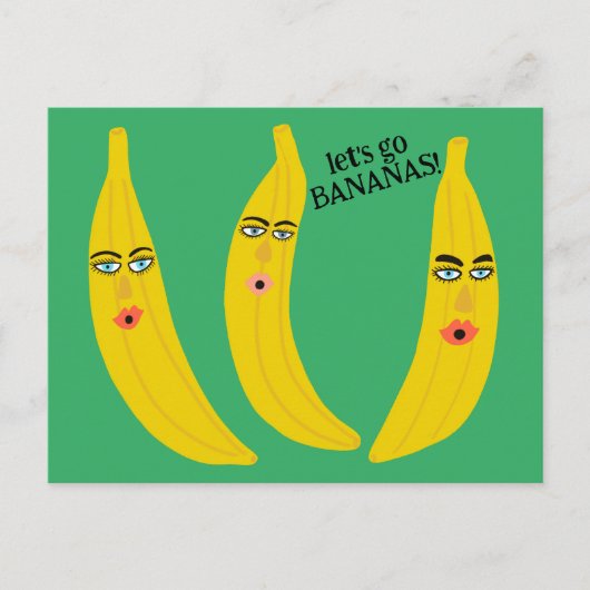 LATEN WE GAAN BANANEN Grappig Schattige Whimsical Briefkaart (Voorkant)