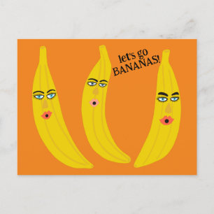 LATEN WE GAAN BANANEN Grappig Schattige Whimsical  Briefkaart