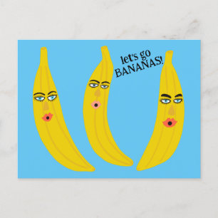 LATEN WE GAAN BANANEN Grappig Schattige Whimsical  Briefkaart