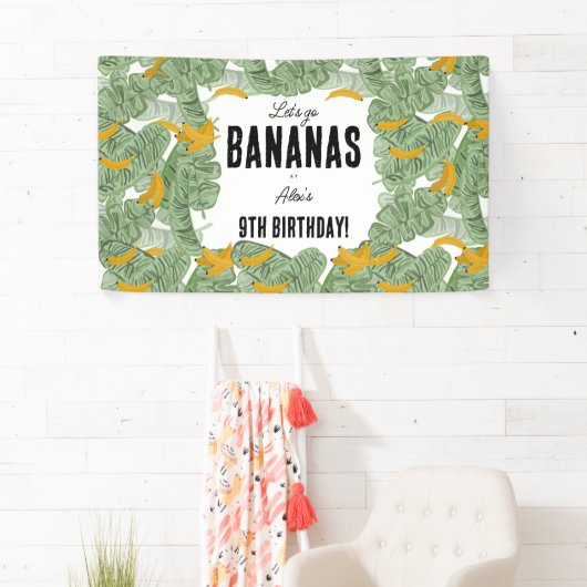 Laten we gaan Bananen Tropische Verjaardag Thema Spandoek (Insitu)