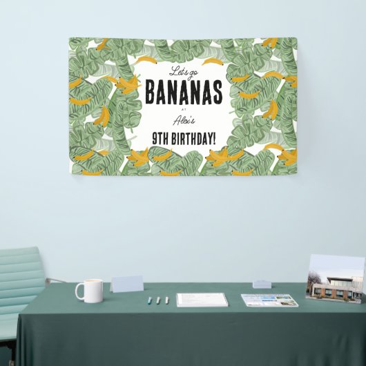 Laten we gaan Bananen Tropische Verjaardag Thema Spandoek (Beurs)