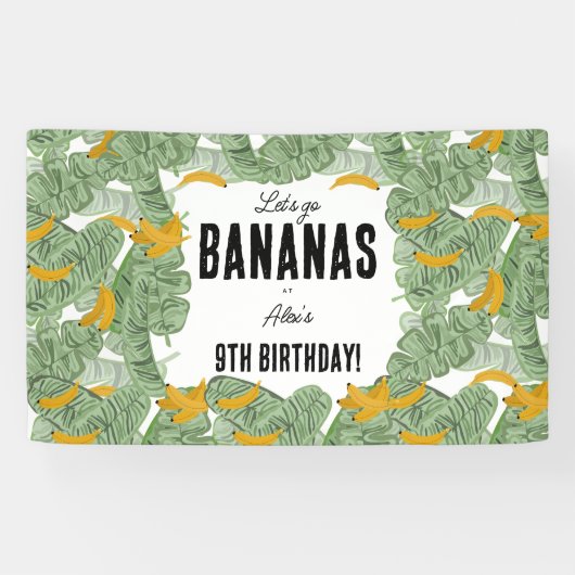 Laten we gaan Bananen Tropische Verjaardag Thema Spandoek (Horizontaal)
