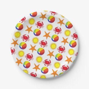 Laten we gaan. Beach Crab Starfish Beachball Sun Papieren Bordje
